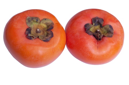 Two isolated persimmon with white backgroundの写真素材