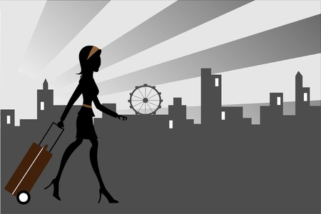 Lady's travel around the cityのイラスト素材