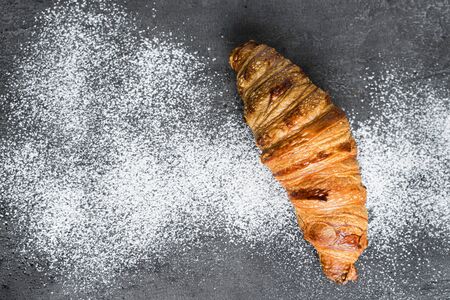 Photograph of a recently baked traditional croissant.の写真素材
