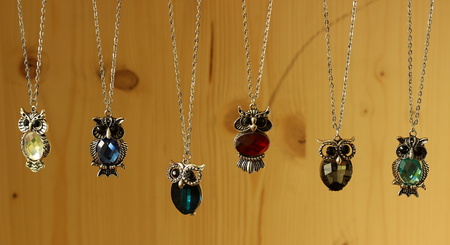 Lady's necklace owl, surgical stainless steelの写真素材