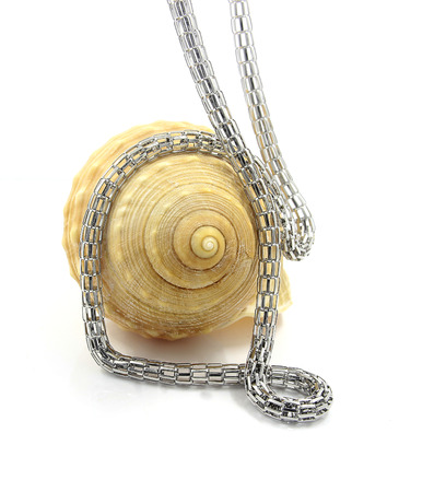 Chain necklace stainless steel on a white backgroundの写真素材