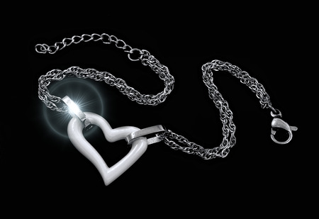 Bracelet for women - Stainless Steel - Black backgroundの写真素材