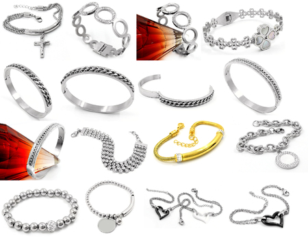 Jewelry set great mix on a white background - Stainless Steelの写真素材