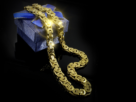 Chain for Men - Luxury jewelry - Stainless steel - Black backgroundの写真素材