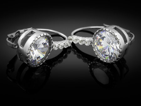 Jewelery - Luxury earrings for women - Black backgroundの写真素材