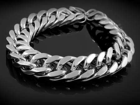 Men's massive bracelet - Black backgroundの写真素材