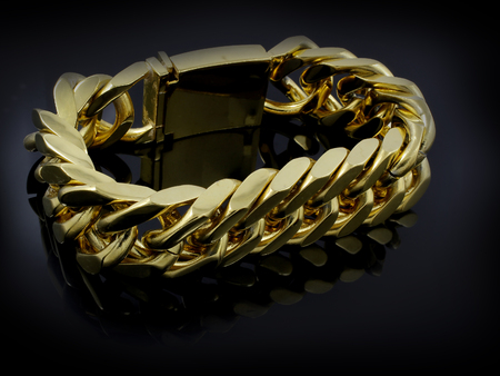 Men's massive bracelet - Black backgroundの写真素材