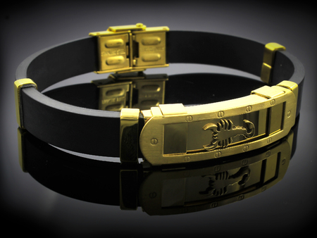 Jewel Bracelet - Stainless Steel - One color backgroundの写真素材