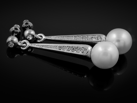 Luxury earrings for women - Black backgroundの写真素材