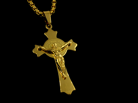 Pendant Necklace Cross - Rosary - One color backgroundの写真素材