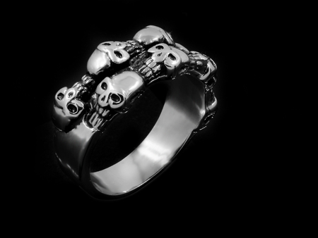 Jewel ring - Stainless steel - One color backgroundの写真素材