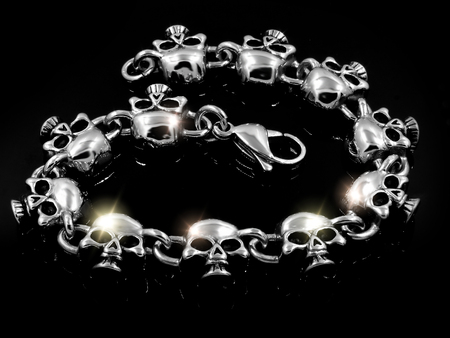 Jewelry Bracelet for Women and Men - Stainless Steel - One color backgroundの写真素材