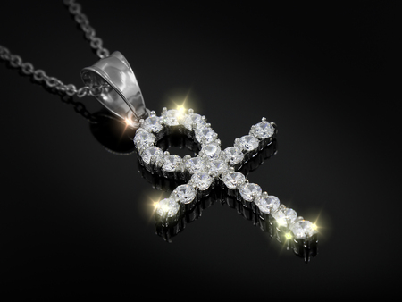 Jewelry - Necklace - Pendant - Cross - Stainless steel - One background colorの写真素材