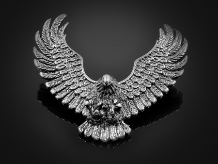 Jewelry Pendant - Eagle - Stainless Steel - One color backgroundの写真素材