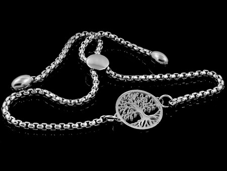 Bracelet for Women - Symbol Tree of Life - Stainless Steel - One color backgroundの写真素材