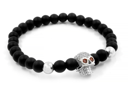 Bracelet with skull - Lava balls - One background colorの写真素材