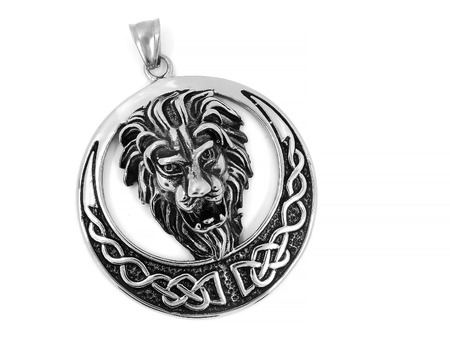 Jewelry - Pendant Celtic Lion - Stainless Steel - One color backgroundの写真素材