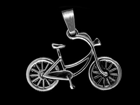 Jewel. Pendant bicycle. Stainless steel. One background colorの写真素材
