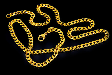 Jewelry Gold Chain. Stainless steel. One color background