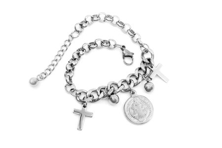 Jewelry bracelet for women. Stainless steel. OEM non-branded product. One color background