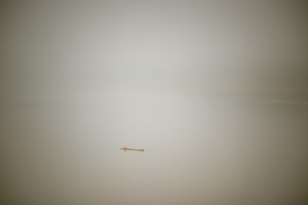 Fishing on Mekong River with Local Fishermanの写真素材