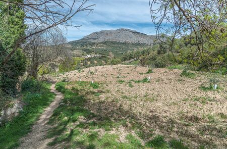 Track next to the famous "fountain of a hundred pipes". Villanueva of Trabuco. Malaga. Spain.の写真素材