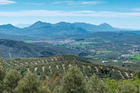 Panoramic View of "Villanueva of Trabuco" from "High Viewpoint". Malaga. Spain.の写真素材