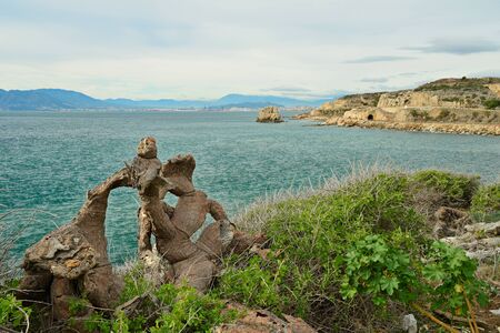 Beautiful view of famous "PeÃ±on del Cuervo" from "Torre Vigia Las Palomas" in Malaga. Costa del Sol. Spain.の写真素材