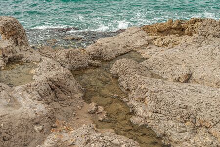 Mediterranean sea coast next to "Vigia Tower". Malaga. Spain.の写真素材
