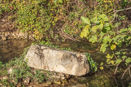 Picturesque view of a Big Stone on Riofrio River in Granada. Spainの写真素材