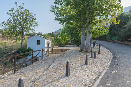 Picturesque view of old tree and stand in famous Riofrio. Granada. Spain.の写真素材
