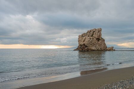 Beautiful view of Penon of the Crow Beach. Malaga. Andalusia. Spain.の写真素材