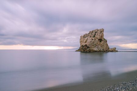 Beautiful view of Penon of the Crow Beach. Malaga. Andalusia. Spain.の写真素材