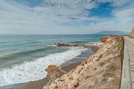 Beautiful view of famous Crow Beach in Costa del Sol. Andalusia. Malaga.Spain.の写真素材