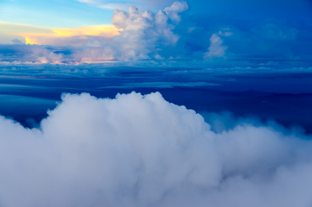 Colorful sunrise and clouds over jungle Java, Indoneisaの写真素材