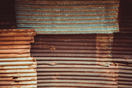 Rusty corrugated iron metal texture. Old metal wall.の写真素材