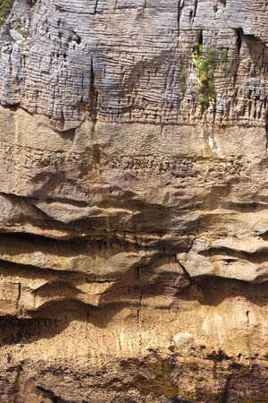 Close up of the Pancake Rocks in New Zealandの写真素材