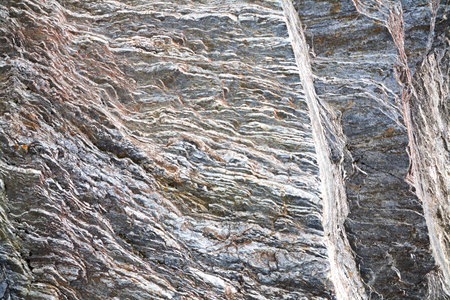 Structures of glacial rock on the way to Fox Glacier in New Zealand