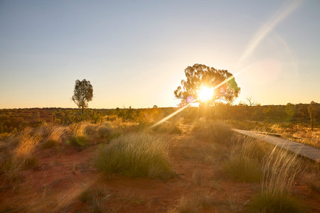 Landscape shot of a sunset in the Australian outback