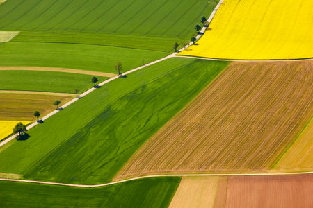 Aerial photos in spring over Germany from a small planeの写真素材
