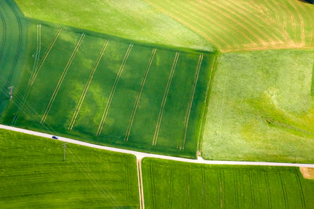 Aerial photos in spring over Germany from a small planeの写真素材