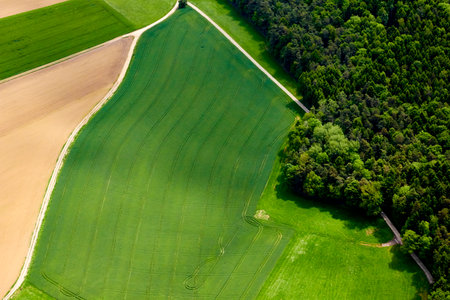 Aerial photos in spring over Germany from a small planeの写真素材