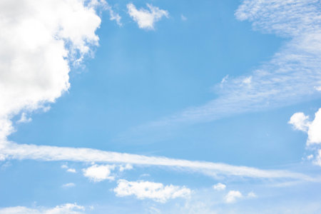blue sky with clouds close up. natural background. blue sky with cloudsの写真素材