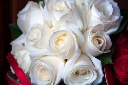 White Roses in a bridal bouquetの写真素材