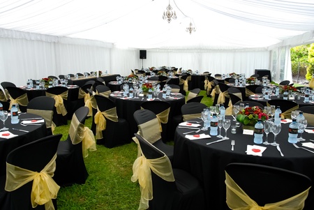Wedding Marquee with black and goldの写真素材