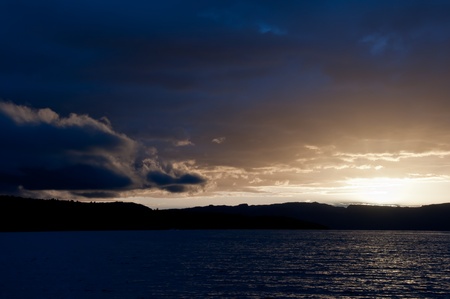 Sunset over lakeの写真素材