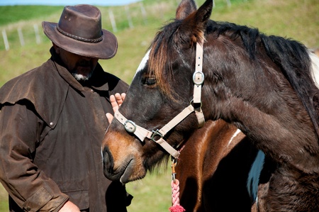 Working with horse breaking in, training, horse whispererの写真素材