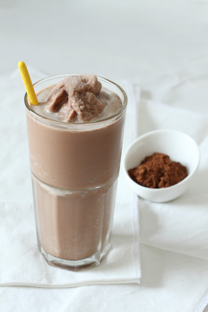 a glass of cocoa smoothieの写真素材