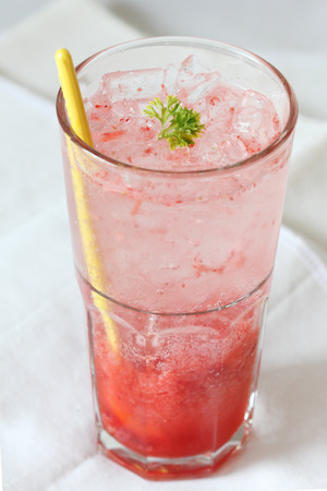 strawberry soda on white backgroundの写真素材