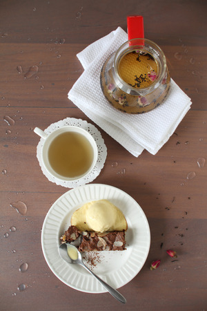 cup of tea with teapotの写真素材